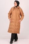 33090 Plus Size Hooded Three Threads - Quilted Jacket-Tan