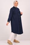 48018 Large Size Buttoned Wrapped Shirt-Navy Blue