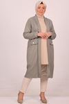 33047 Large Size Woven Fabric Long Jacket - Nefti