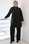 47033 Large Size Melted Blazer Jacket Suit with Trousers-İndigo