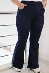 9110-5 Plus Size Flared Jeans Trousers-Navy Blue