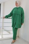 47002 Large Size Drawstring Detailed Linen Airobin Trousers Suit-nefti