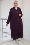47031 Large Size Tassel Detailed Woven Ruffle Trousers Suit - Plum