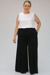 39049 Plus Size Scuba Palazzo Trousers - Purple