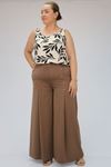 39049 Plus Size Scuba Palazzo Trousers - Purple