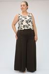 39049 Plus Size Scuba Palazzo Trousers - Purple