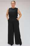 39049 Plus Size Scuba Palazzo Trousers - Purple