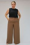 39049 Plus Size Scuba Palazzo Trousers - Purple