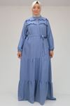 38038 Large Size Mevlana Airobin Shirt Tunic-İndigo