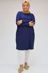 28092 Plus Size Low Sleeve Combed Cotton Tunic-Indigo