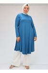 28016 Plus Size Mevlana Combed Cotton Tunic - Oil