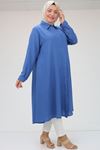 38038 Large Size Mevlana Airobin Shirt Tunic-İndigo