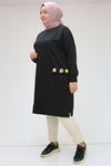 48068 Oversized Oysho Tunic with Chintz Detail - Black