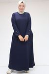 42031 Plus Size Oysho Dress with Pocket Pat - Navy Blue