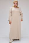 42031 Plus Size Oysho Dress with Pocket Pat - Beige