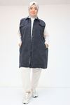 34003 Large Size Buttoned Denim Vest - Blue